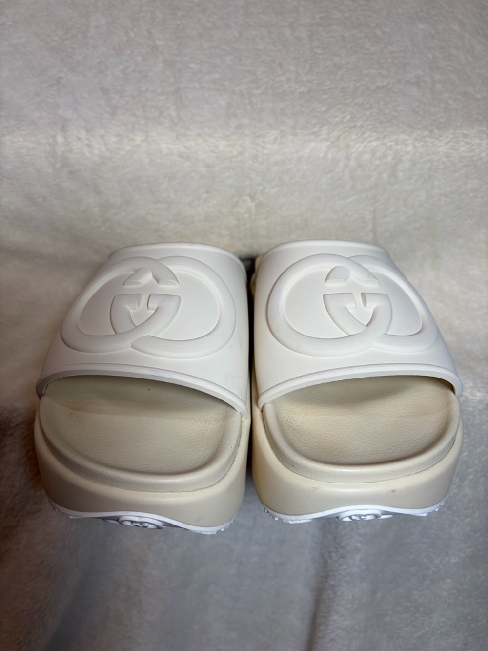 Gucci Miami Interlocking G Platform Off White Logo Rubber Slide Sandals - Picture 3 of 7